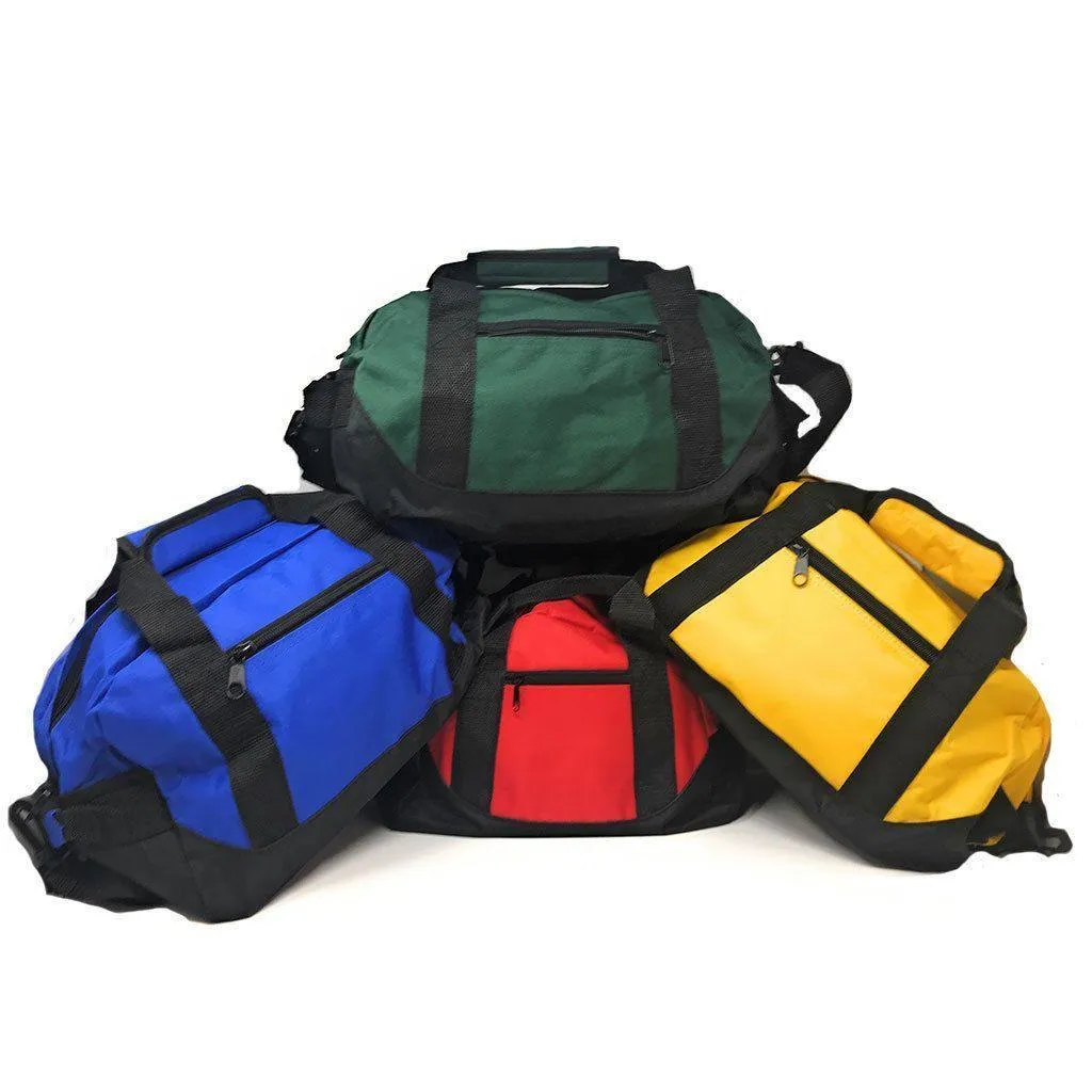 1 Dozen Sports 14 inch Duffle Duffel Bags School Travel Gym Luggage Carry-On Wholesale Bulk