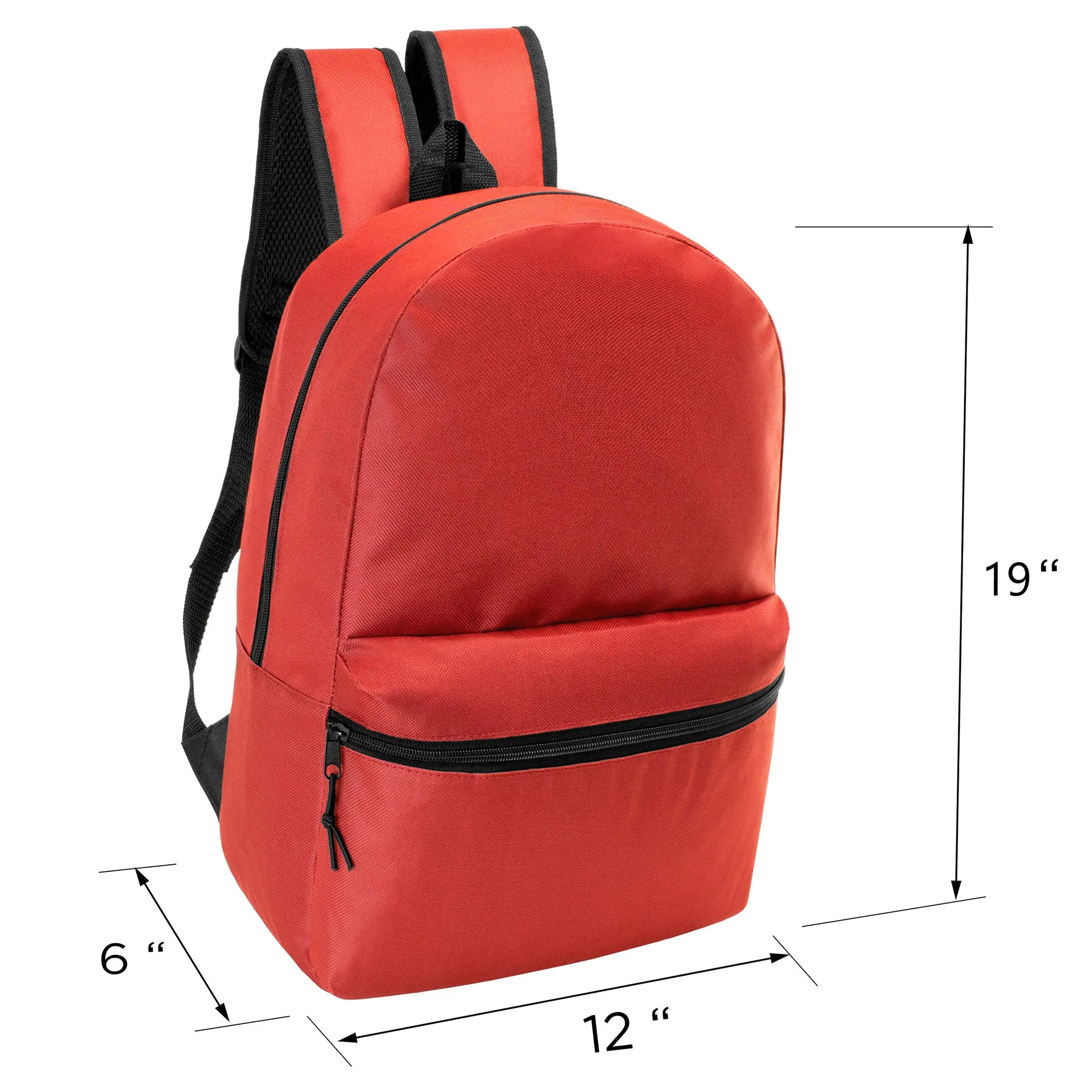 18.5" Basic Wholesale Backpack in 12 Colors - Bulk Case of 24