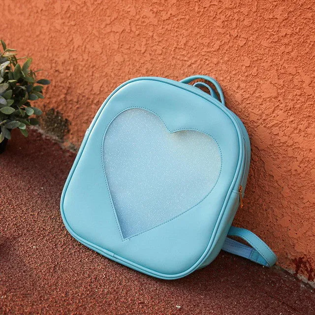 2017 Summer Candy Transparent Love Heart Shape Backpacks Harajuku School Backpack Shoulder Bags For Teenager Girls Book Bag