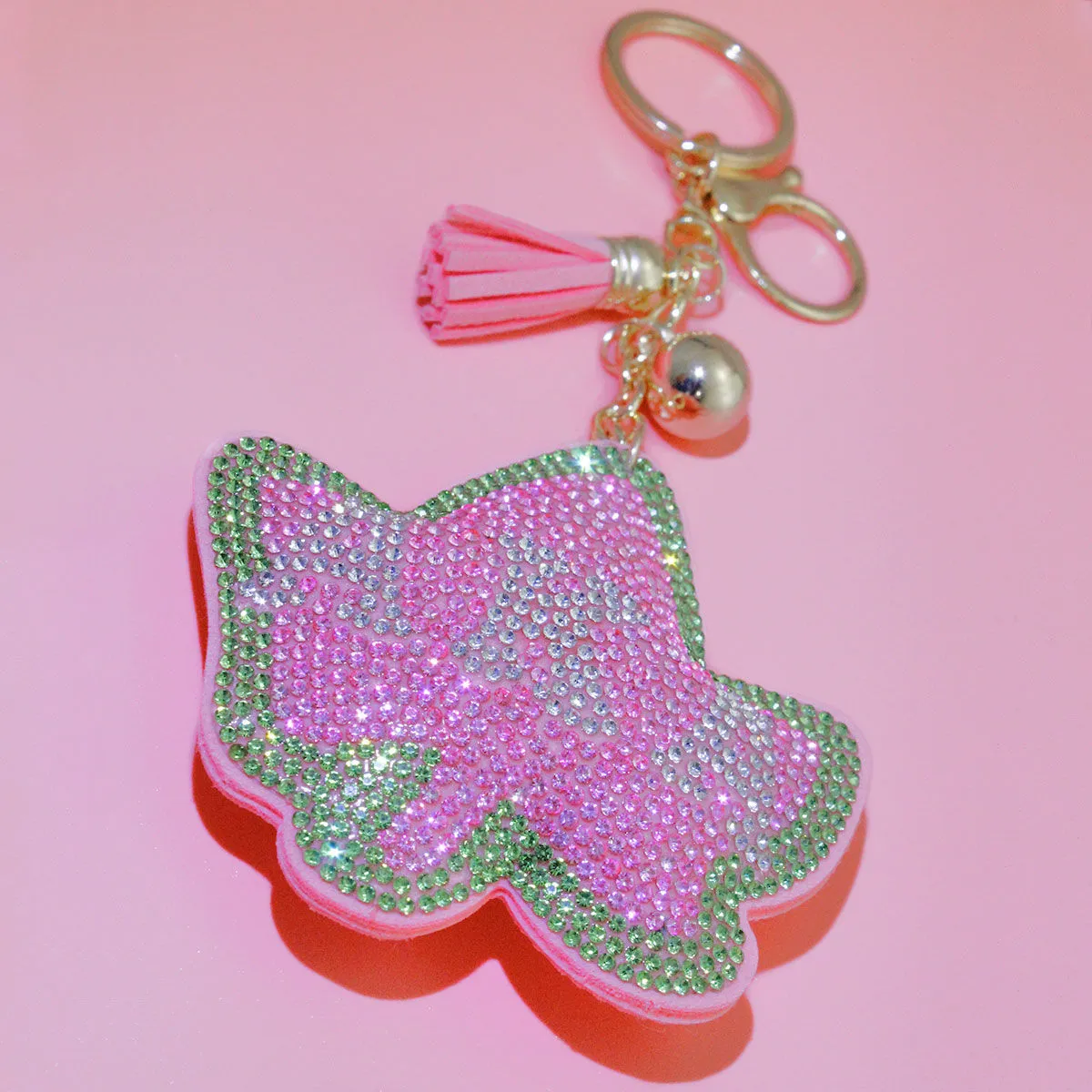 AKA Alpha Kappa Alpha Sorority Inspired Pink Ivy Padded Keychain