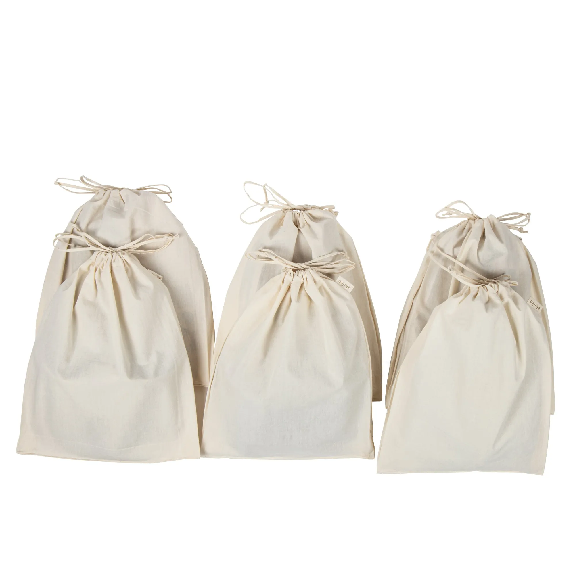 AKIIKO BASICS - Shoe Bags (Pack Of 6) - Cotton Canvas - Natural