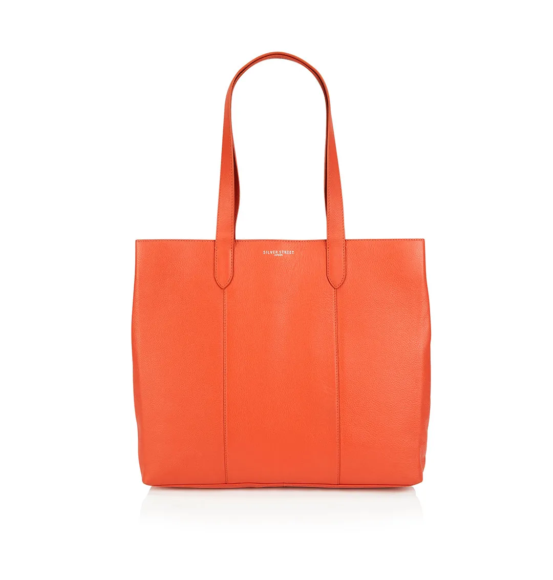 Amber Leather Tote Bag - Orange