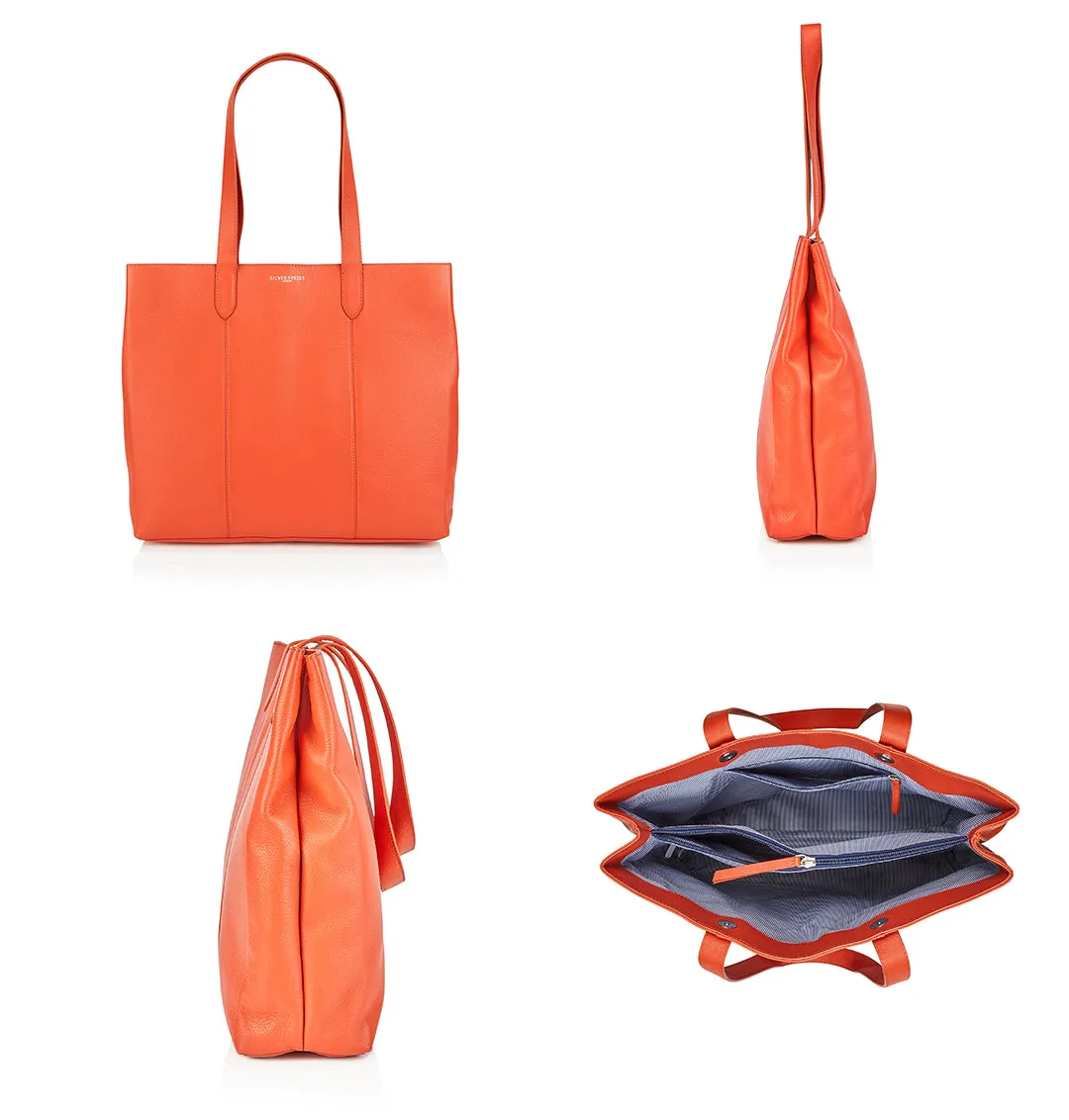 Amber Leather Tote Bag - Orange