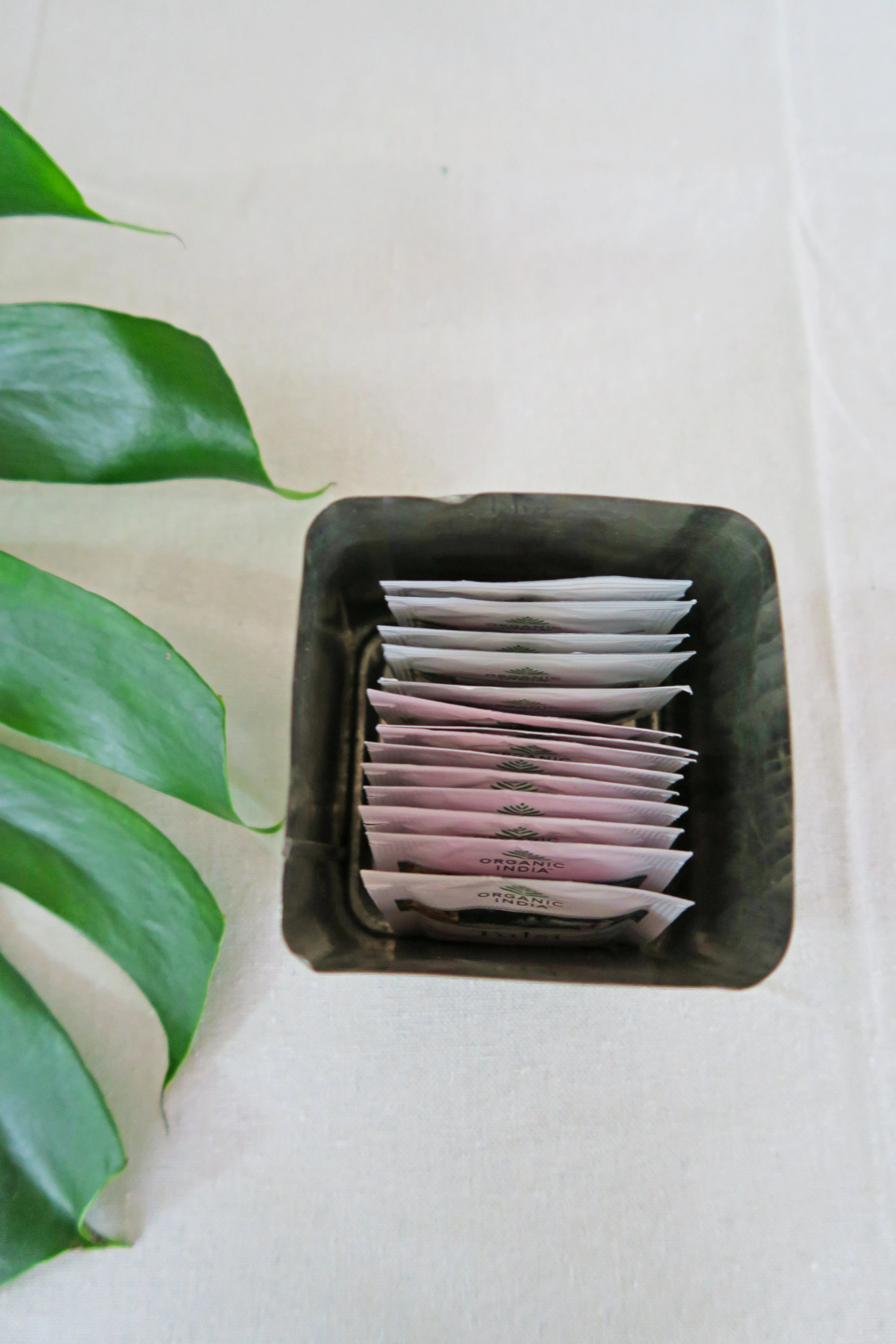 Antique Wood's Tea Tin with Loose Sage