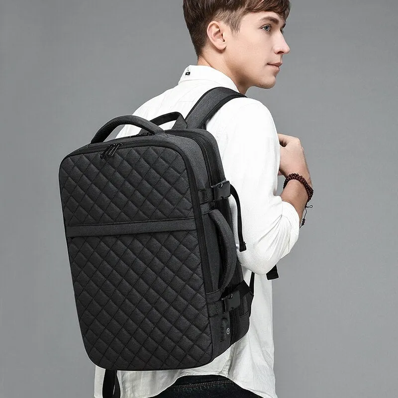 Backpack with Expandable 12cm for Men 15.6 inch Laptop Backpacks USB Charging Waterproof Travel Bag