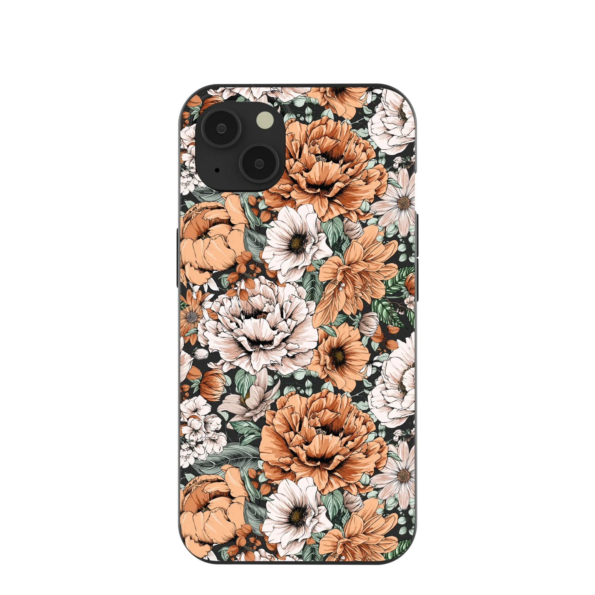 Black Peachy Peonies iPhone 13 Case