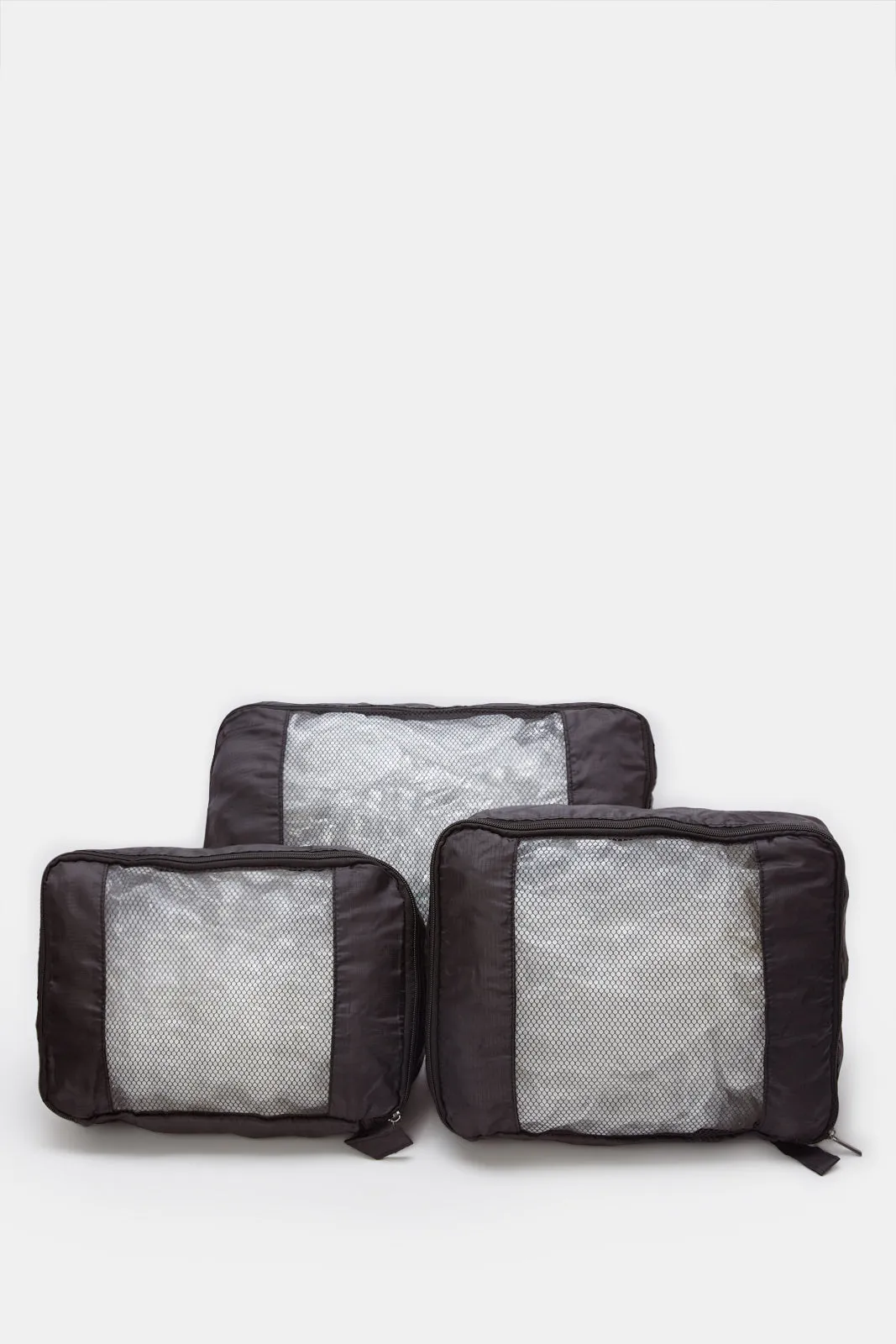 Black Plain Foldable 4 Piece Set Storage Bag