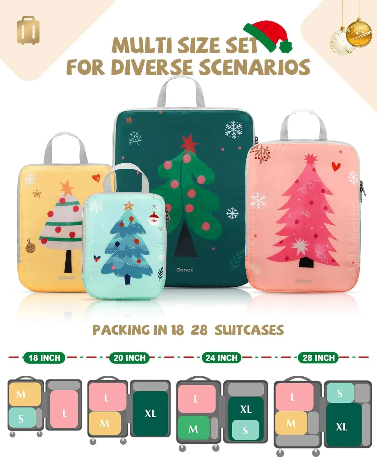 Christmas Compression Packing Cubes