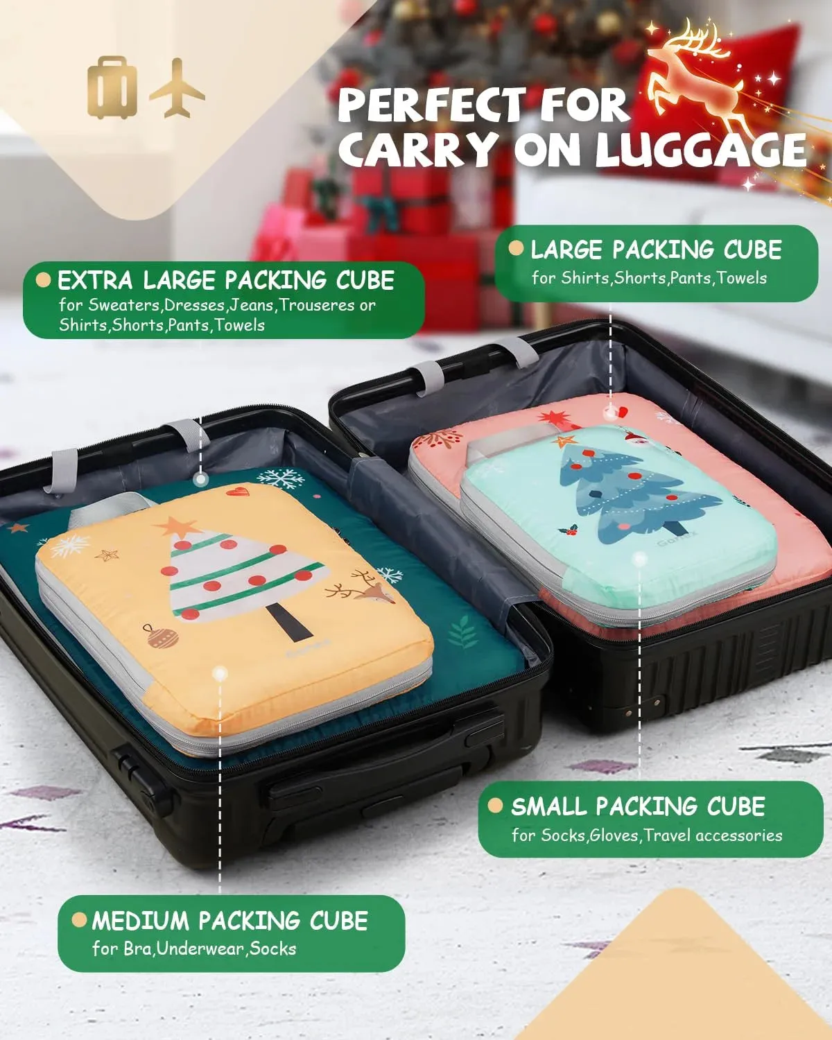 Christmas Compression Packing Cubes