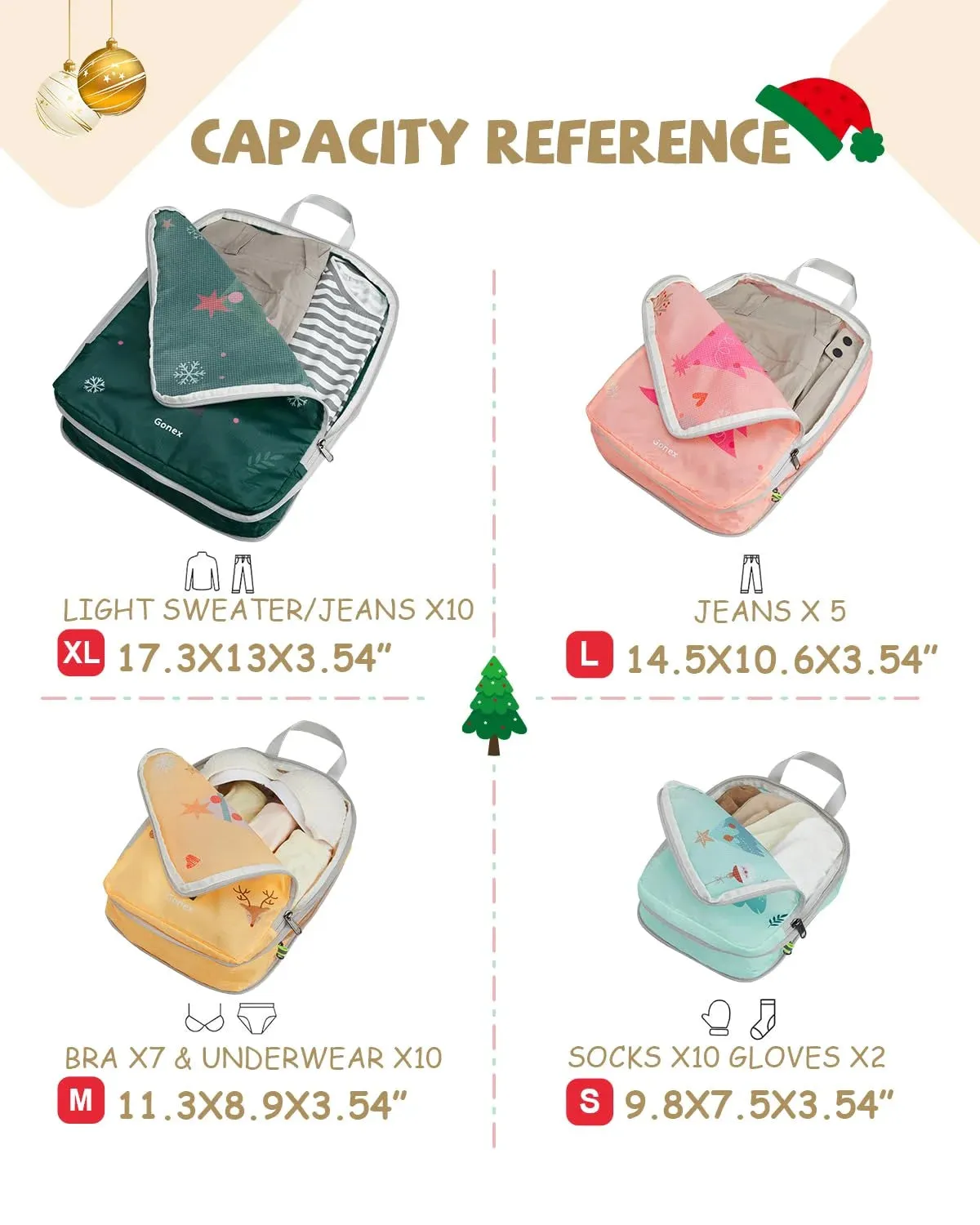 Christmas Compression Packing Cubes