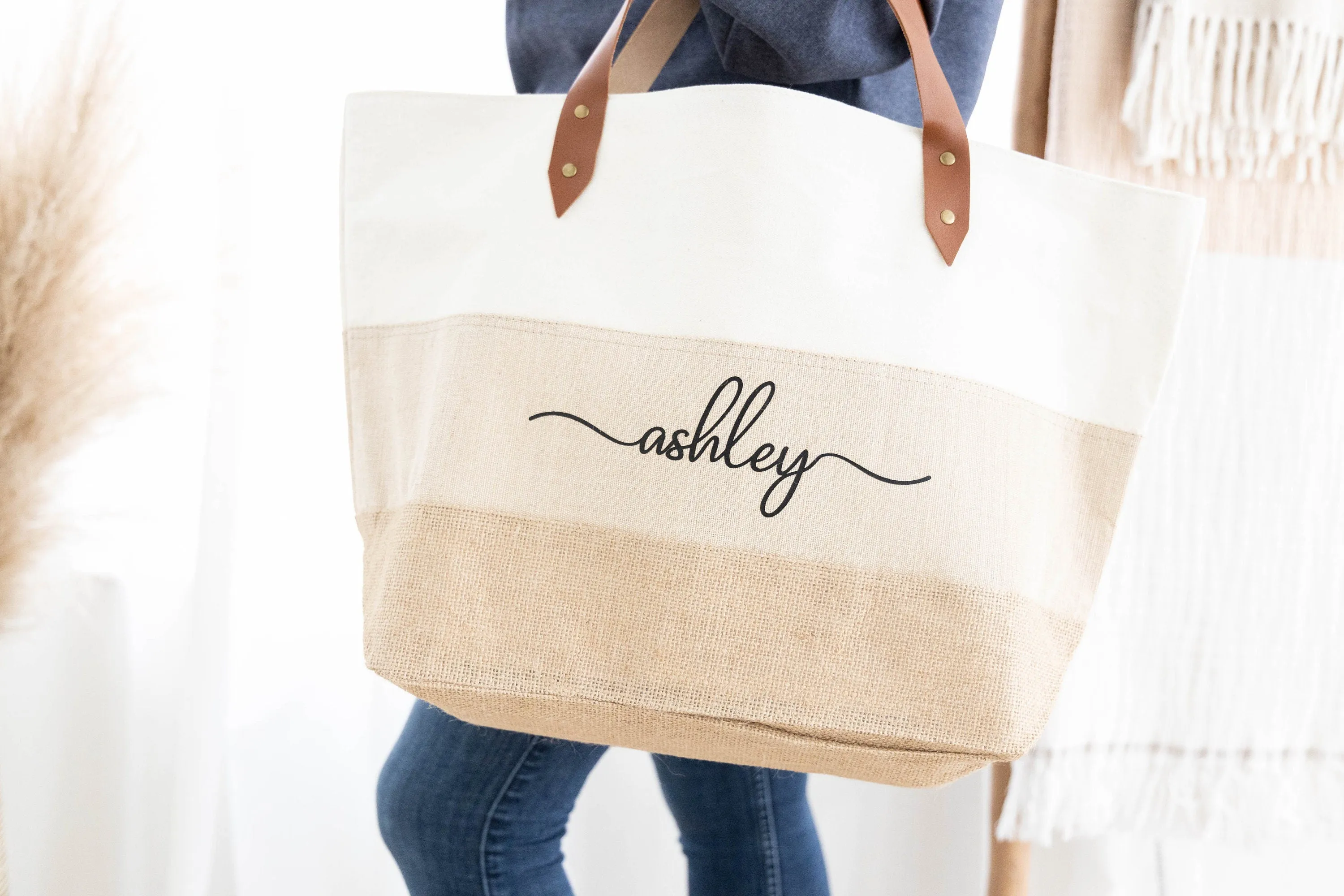 Custom Canvas Bag with Zipper - Personalized Bridesmaids Gift