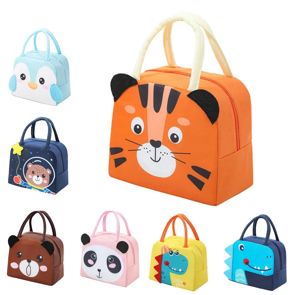 Cute 3d Design Animal Printed Insulated Lunch bag for kids (Space Bear)