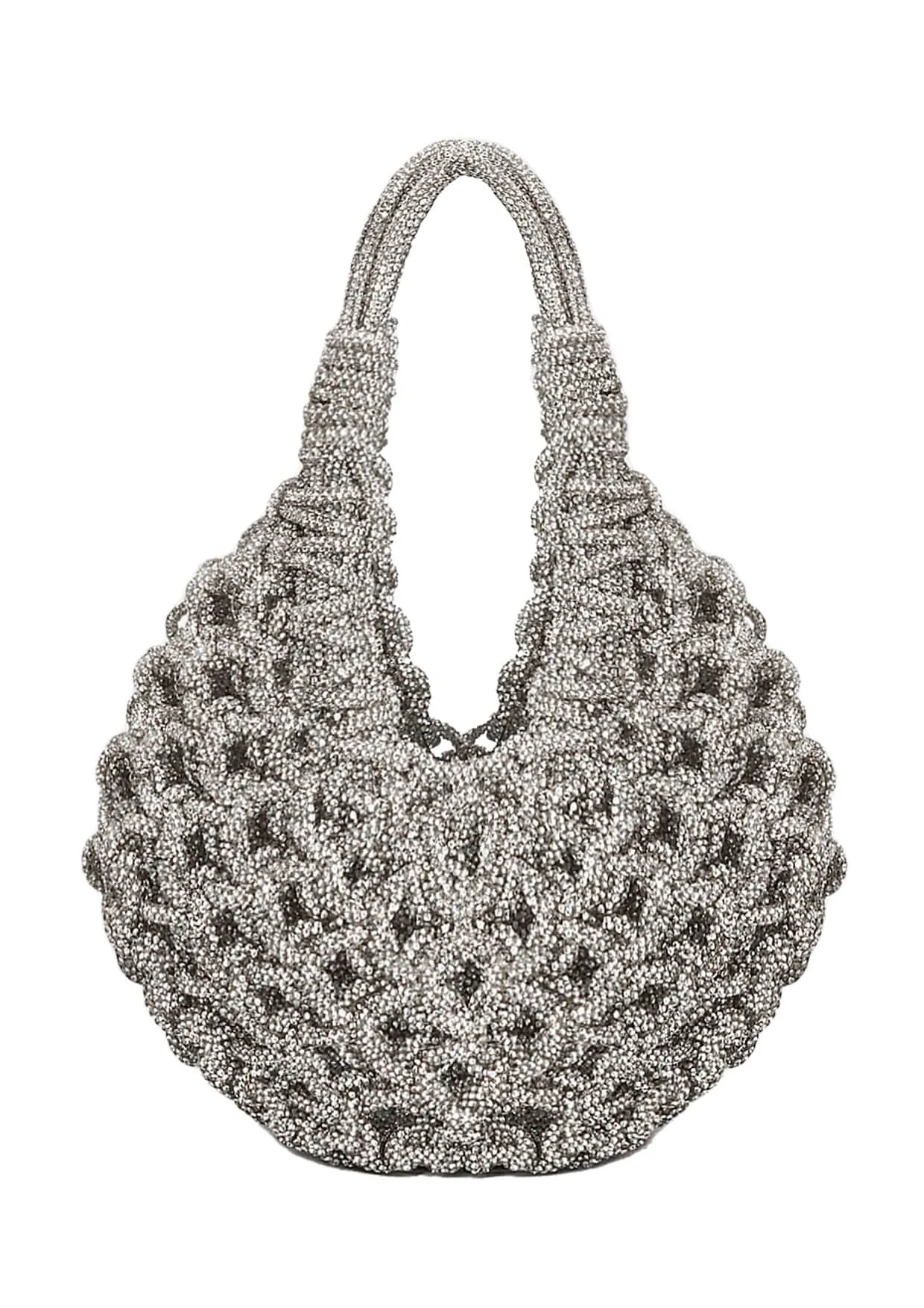 Diamond Crystal-Studded Woven Handbag