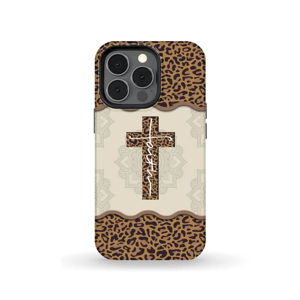 Faith Cross Leopard Christian Phone Case - Faith Phone Cases - Scripture Phone Cases - Iphone Cases Christian