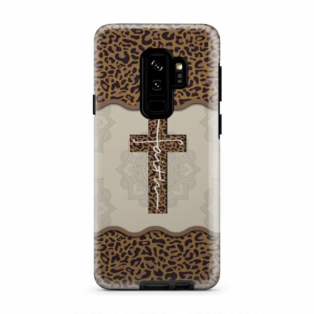 Faith Cross Leopard Christian Phone Case - Faith Phone Cases - Scripture Phone Cases - Iphone Cases Christian