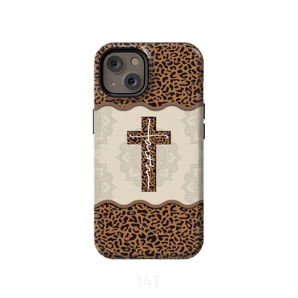 Faith Cross Leopard Christian Phone Case - Faith Phone Cases - Scripture Phone Cases - Iphone Cases Christian