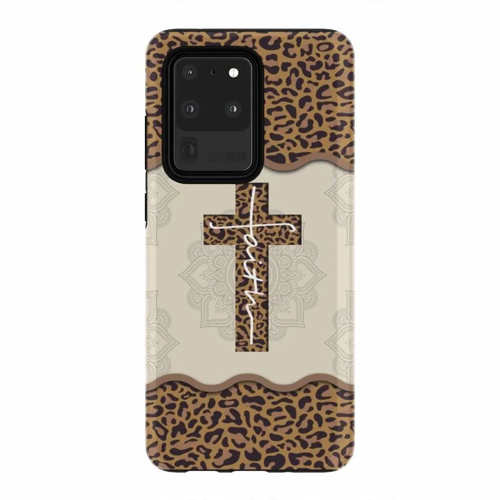 Faith Cross Leopard Christian Phone Case - Faith Phone Cases - Scripture Phone Cases - Iphone Cases Christian