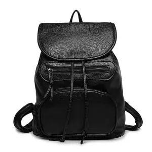 Fashion Soft PU Leather Backpack Women Bags Preppy Style Backpack Girls School Bags Zipper Shoulder Women's Back Pack