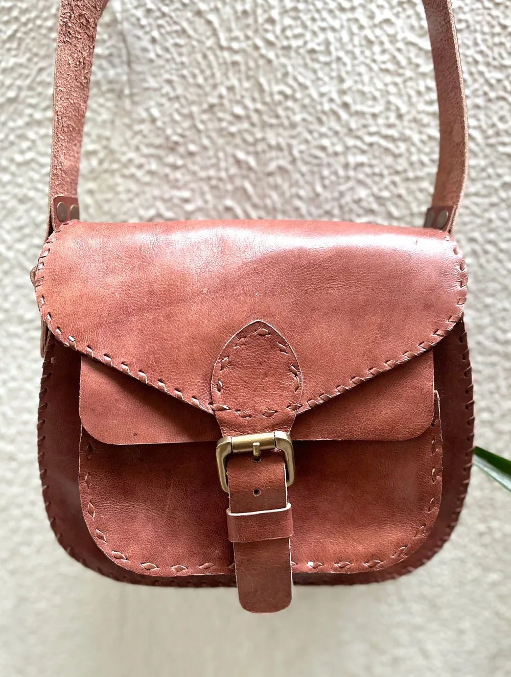 Handcrafted Jawaja Leather Sling Bag with Buckle