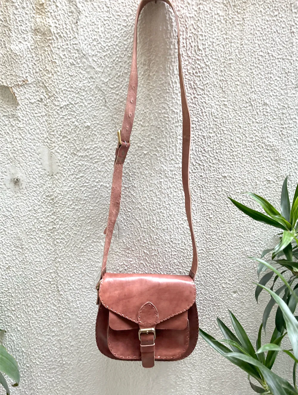 Handcrafted Jawaja Leather Sling Bag with Buckle