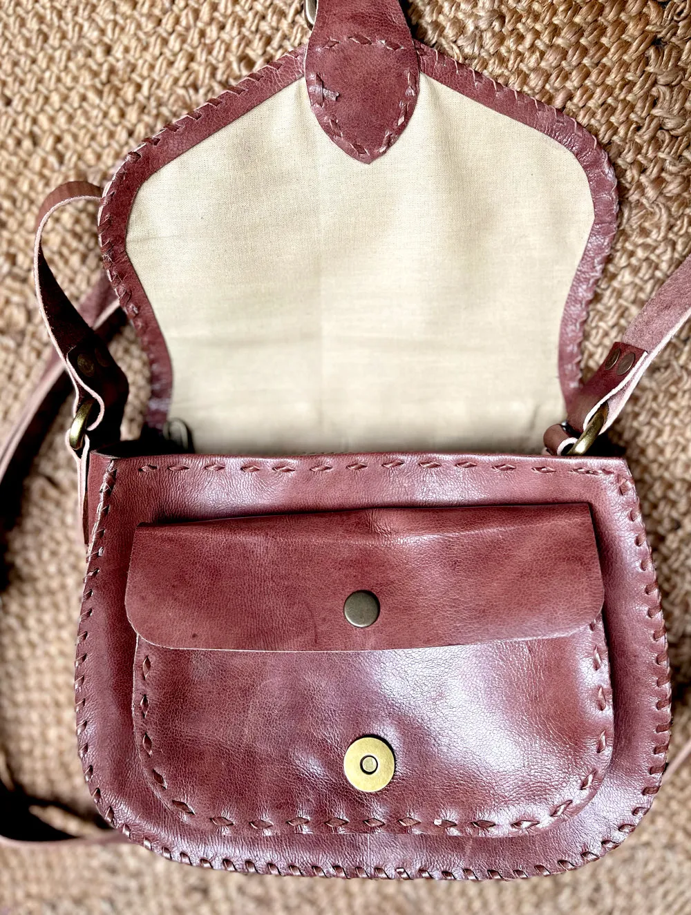 Handcrafted Jawaja Leather Sling Bag with Buckle