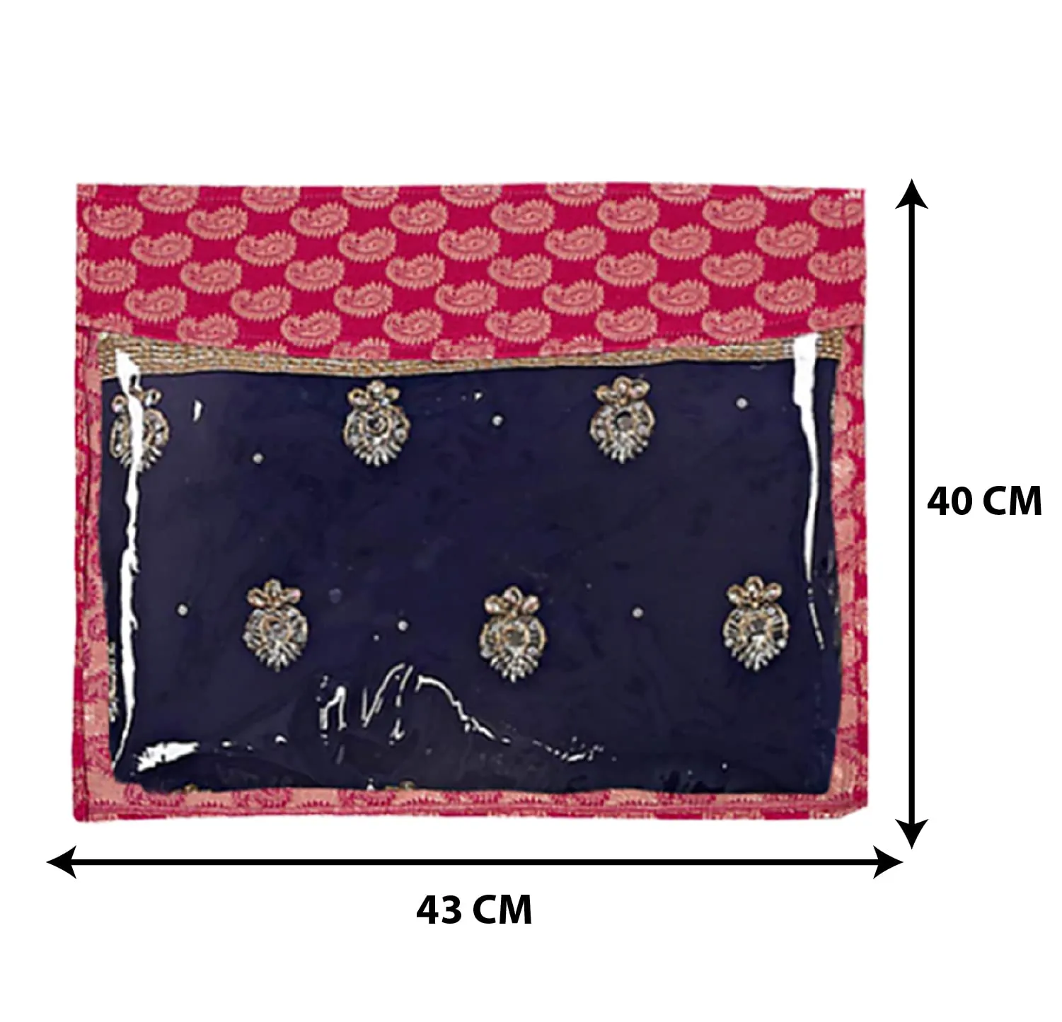 Heart Home Carry Design Single Saree Cover, Saree/Cloth Organizer, Wardrobe Oragnizer With Transparent Top- Pack of 3 (Pink)-HS43HEARTH26136