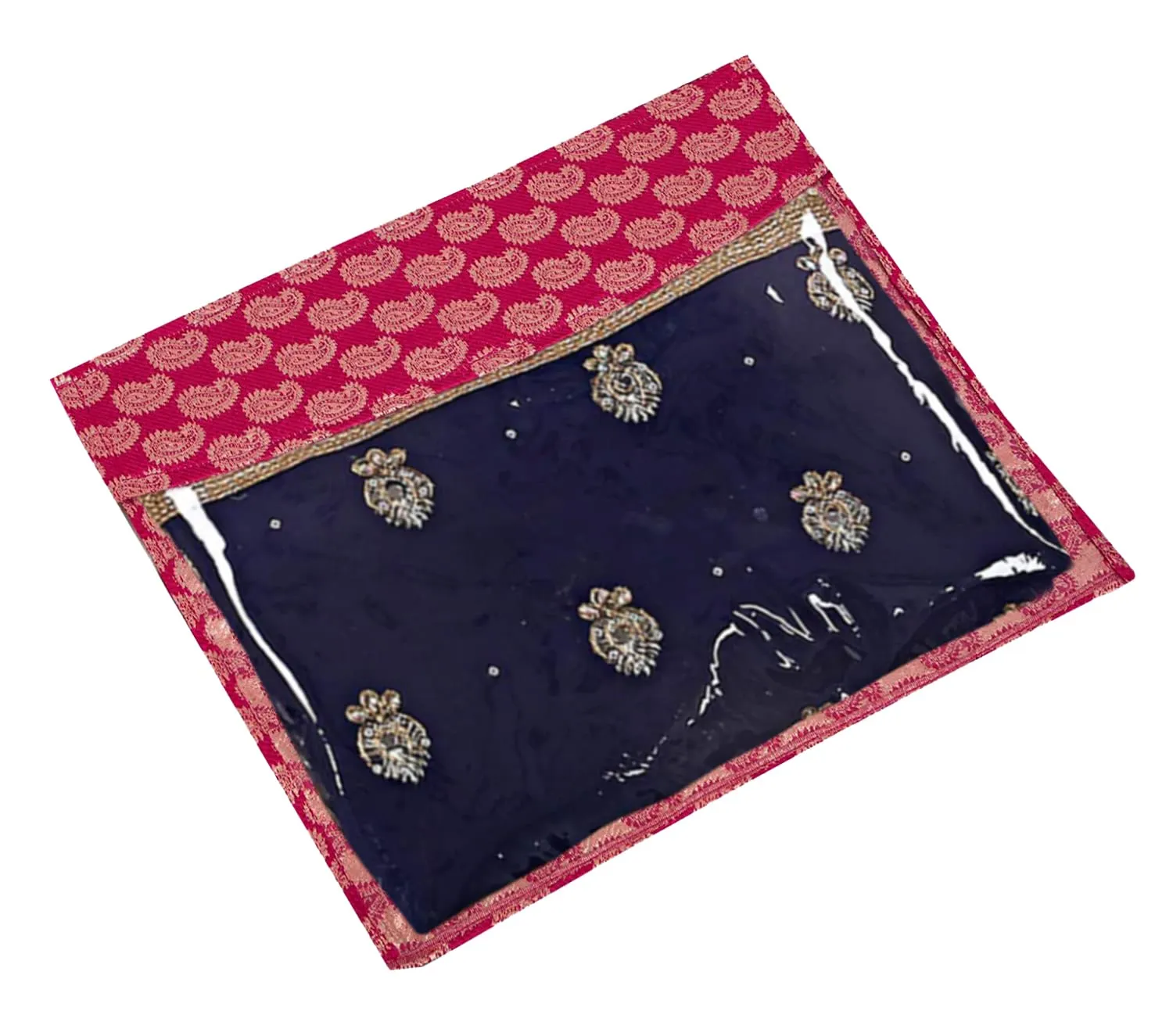 Heart Home Carry Design Single Saree Cover/Organizer With Transparent Top- Pack of 9 (Pink)-HS43HEARTH26141