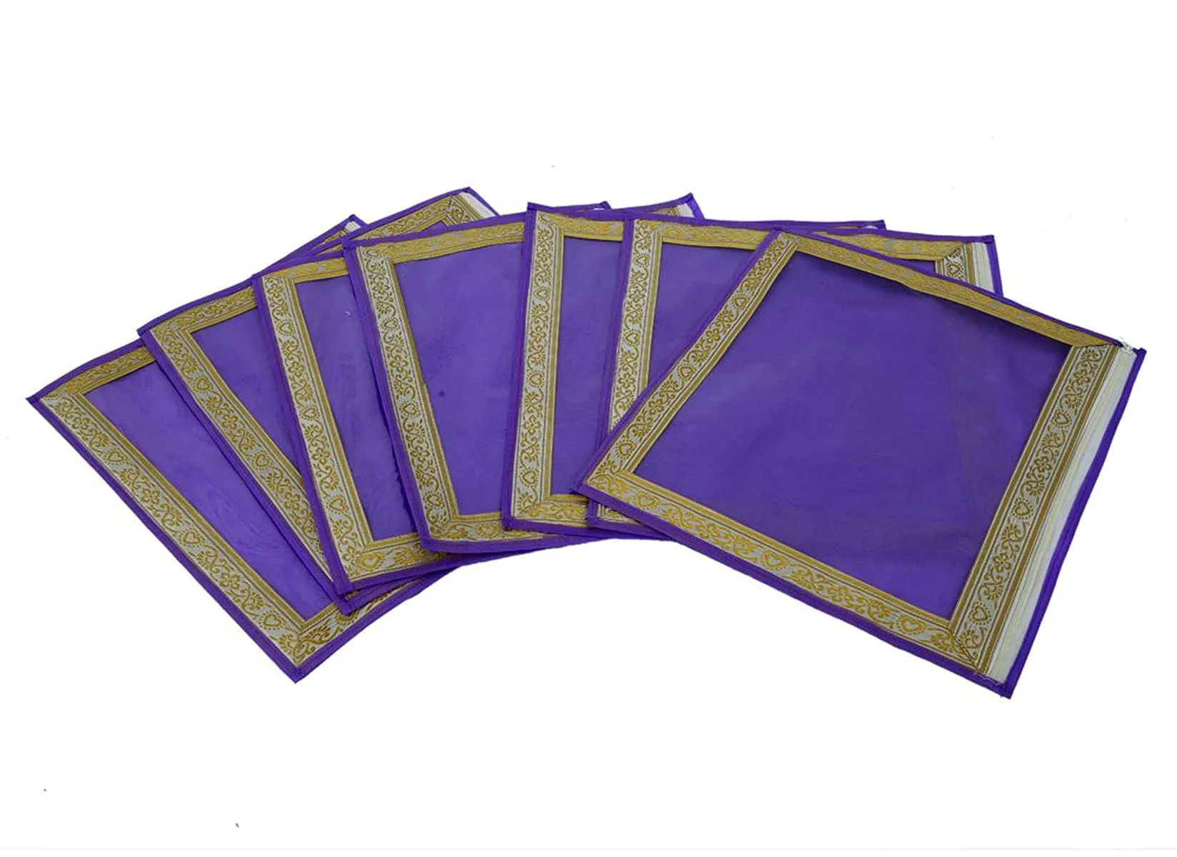 Heart Home Gota Patti Design Tranasparent Non Woven Foldable, Waterproof Single Saree Cover, Saree Organizer- Pack of 6 (Purple)-HS_38_HEARTH21597