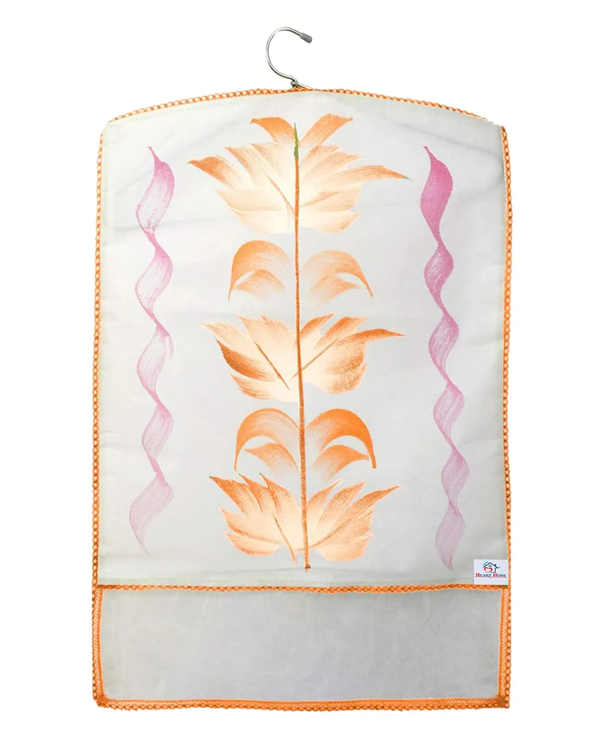 Heart Home Non Woven Hanging Saree Cover With 1 Zipper Compartment on Back Side- Pack of 12 (Orange)-HS_38_HEARTH21486