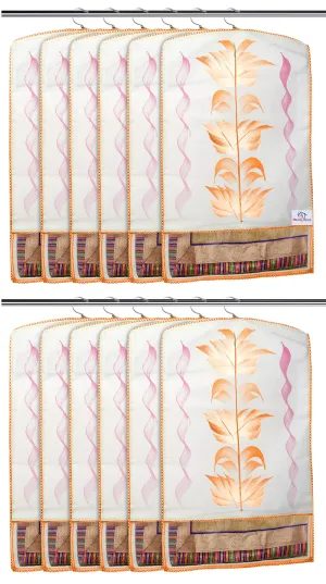 Heart Home Non Woven Hanging Saree Cover With 1 Zipper Compartment on Back Side- Pack of 12 (Orange)-HS_38_HEARTH21486