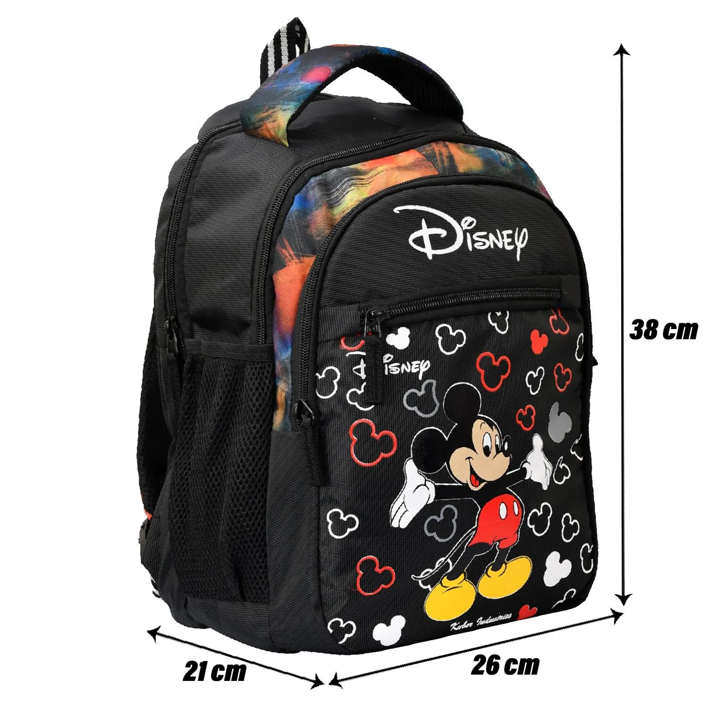 Kuber Industries Disney-Mickey School Bag | Kids School Bags | Student Bookbag | Spacious School Bag | School Bag for Girls & Boys | School Backpack for Kids | 4 Compartments School Bag | Black