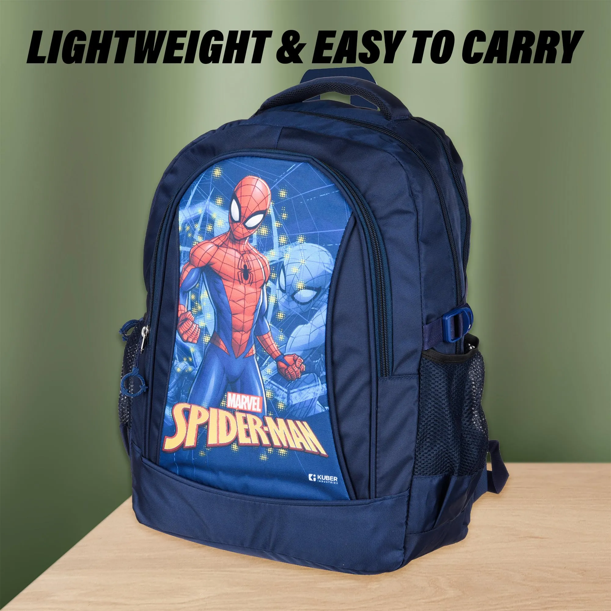 Kuber Industries Marvel The Spider-Man School Bags | Kids School Bags | Student Bookbag | Travel Backpack | School Bag for Girls & Boys | School Bag with 3 Compartments | Navy Blue