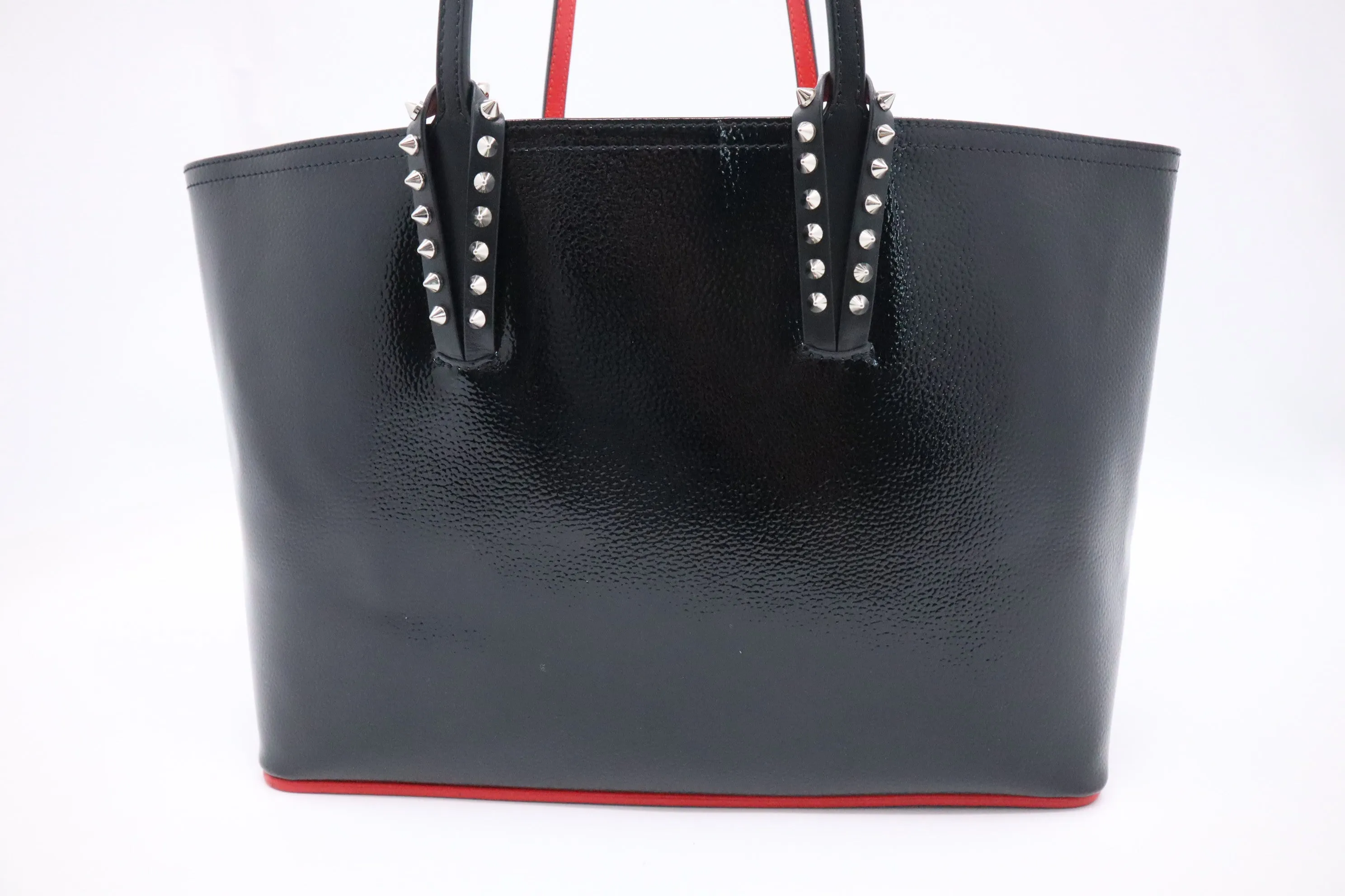 Louboutin Cabata Small in Black Textured Enamel Leather