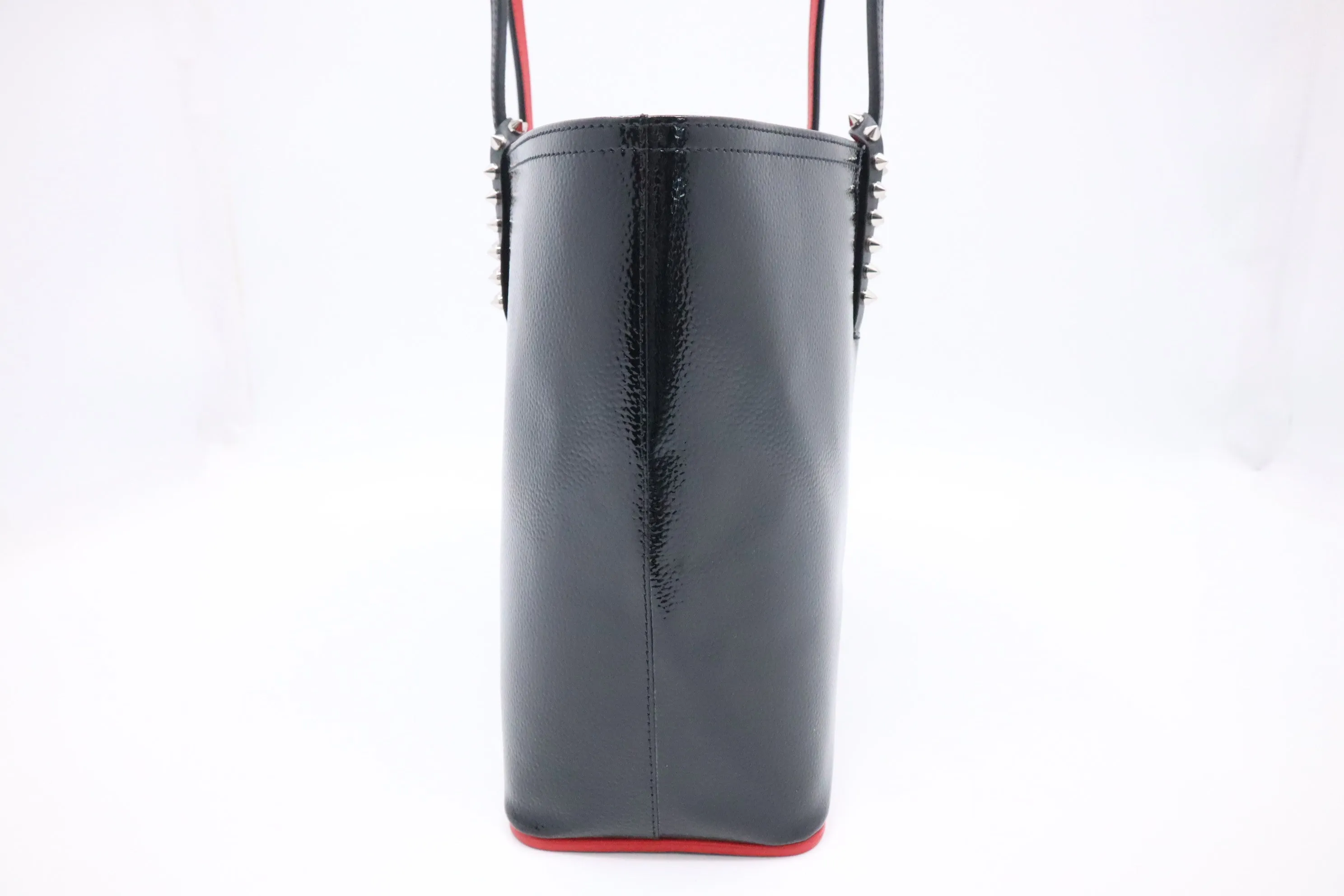 Louboutin Cabata Small in Black Textured Enamel Leather