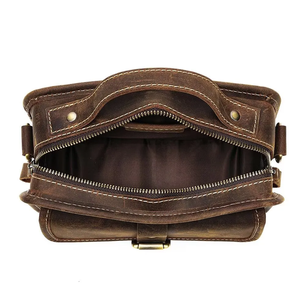 Luxury Genuine Leather Flap Compact Crossbody Bag