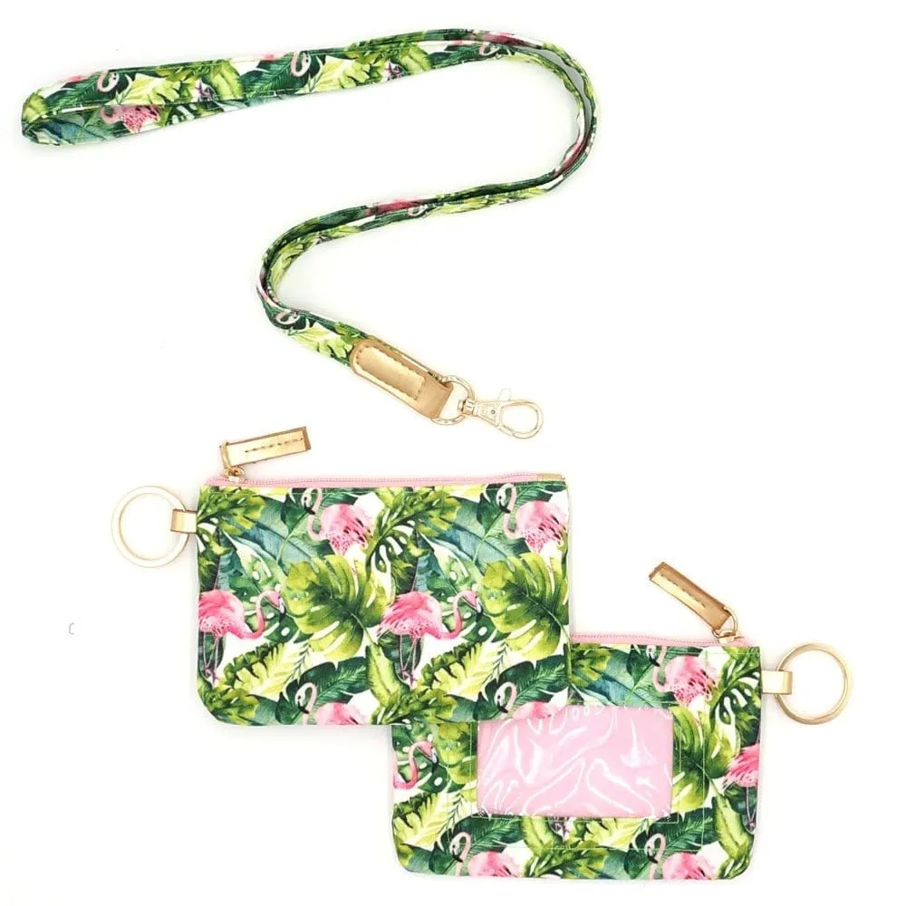 MB0147 Tropical Flamingo Lanyard ID Wallet