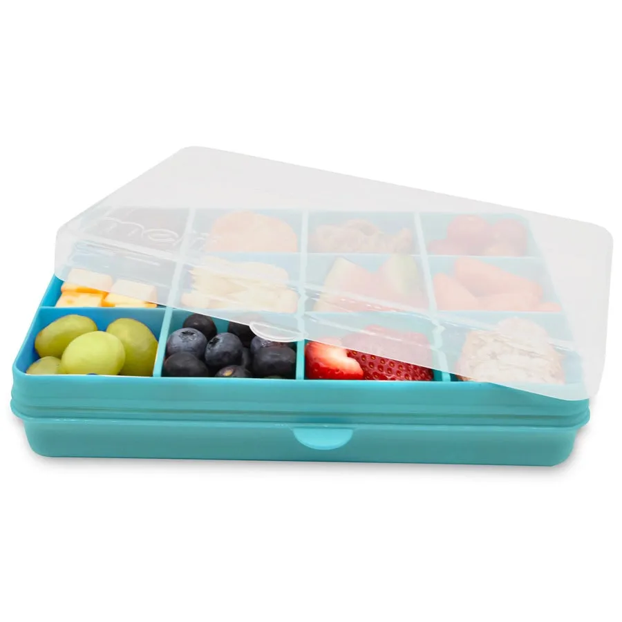 Melii Snackle Food Container with Removable Divider Turquoise 4oz