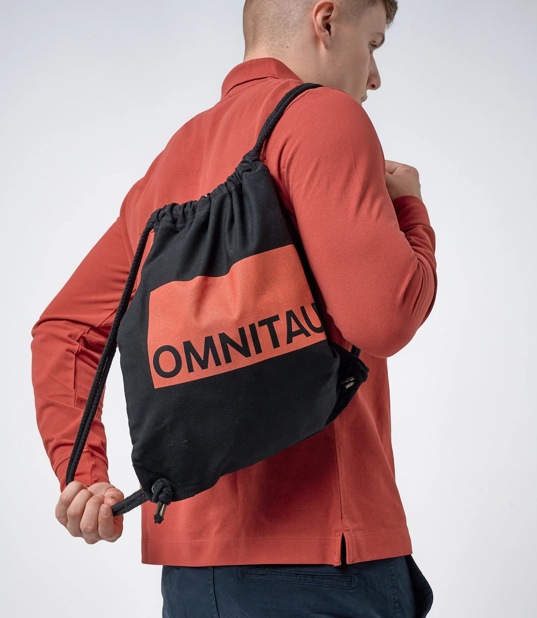 Omnitau Unisex Gym Essentials Organic Cotton Drawstring Bag - Black