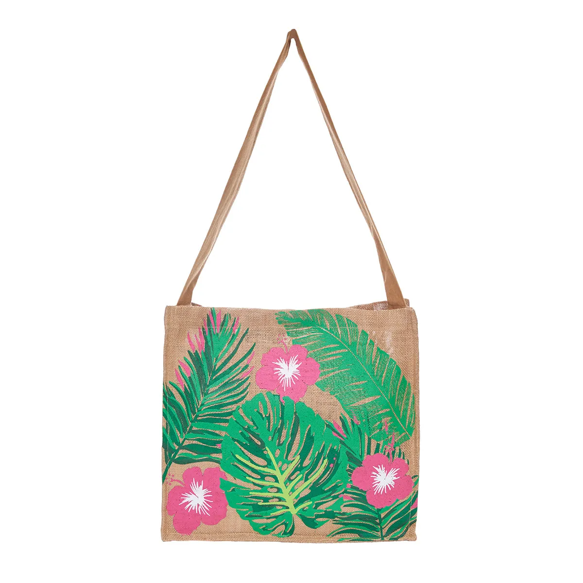 Palm Jute Tote Bag