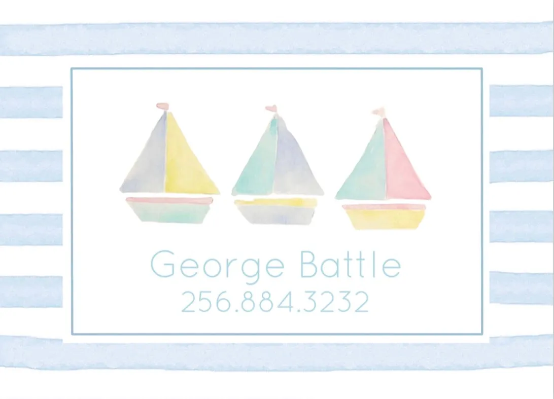 Pastel Sailboats Luggage Tag in Blue