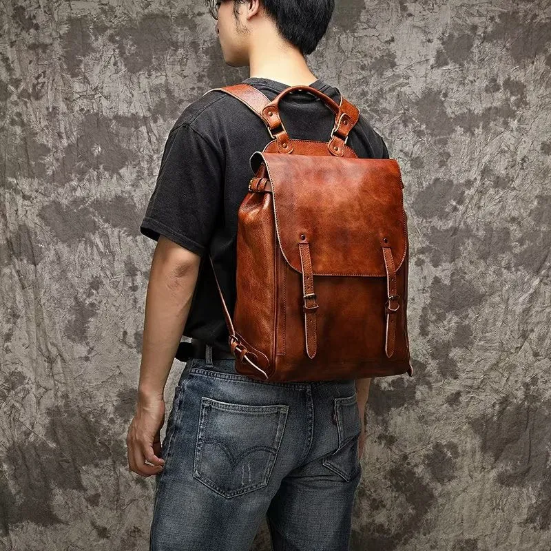 Retro Men's Large Capacity Leather Backpack