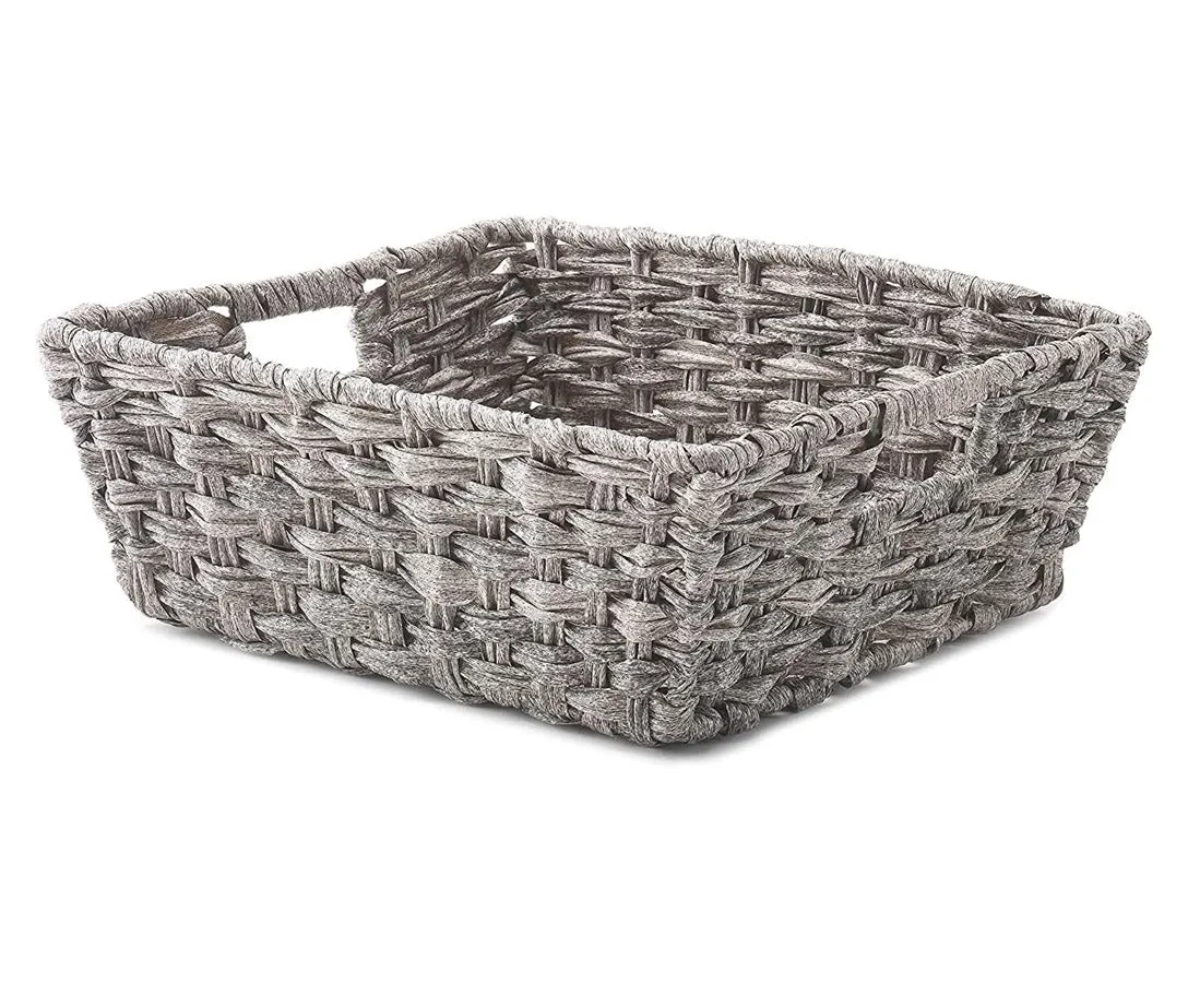 Split Rattique Woven Tote - Gray