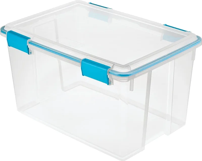 Sterilite 19344304 Gasket Box, Plastic, Blue Aquarium/Clear, 22-1/2 in L, 16 in W, 12-3/4 in H :EA: QUANTITY: 4