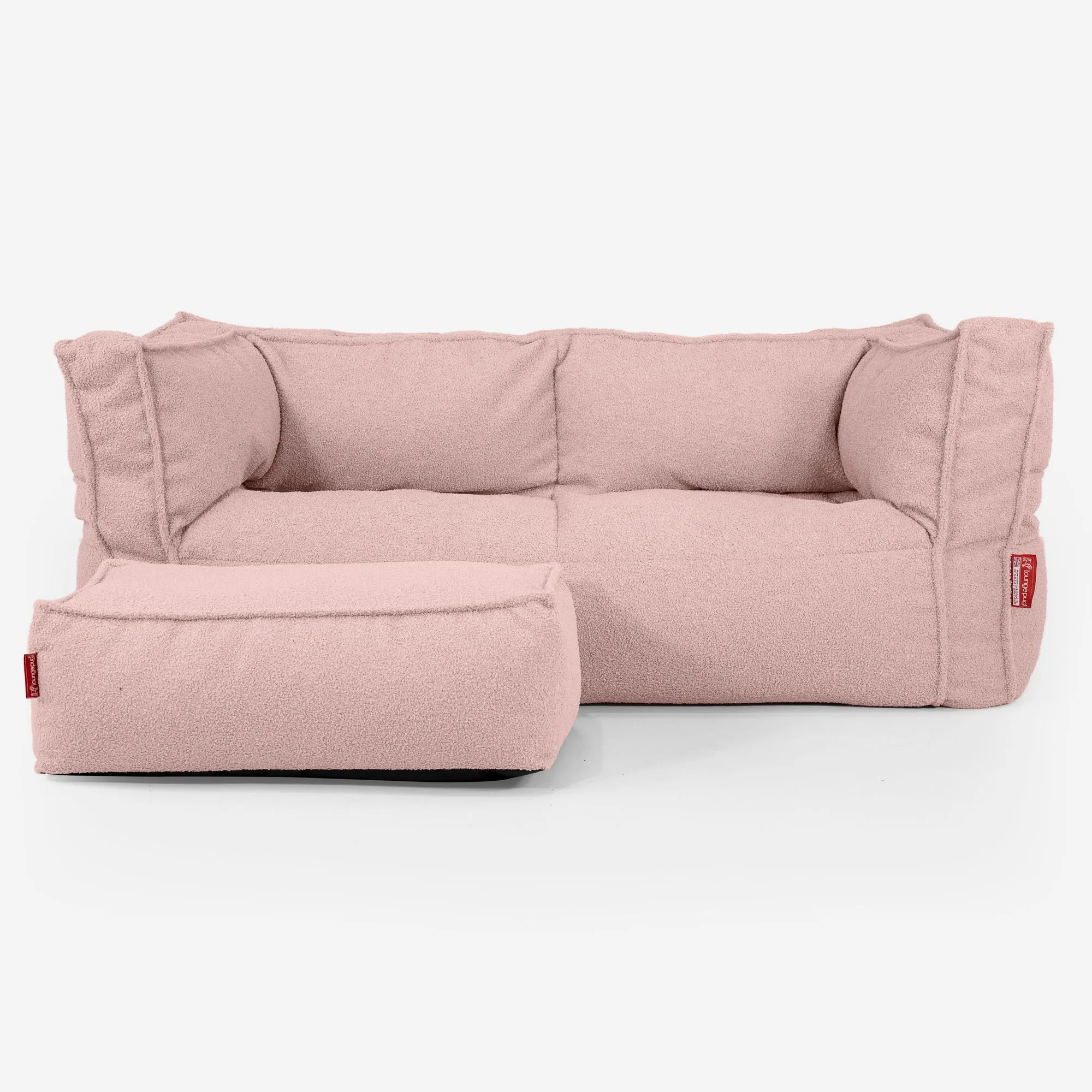 The 2 Seater Albert Sofa Bean Bag - Boucle Pink