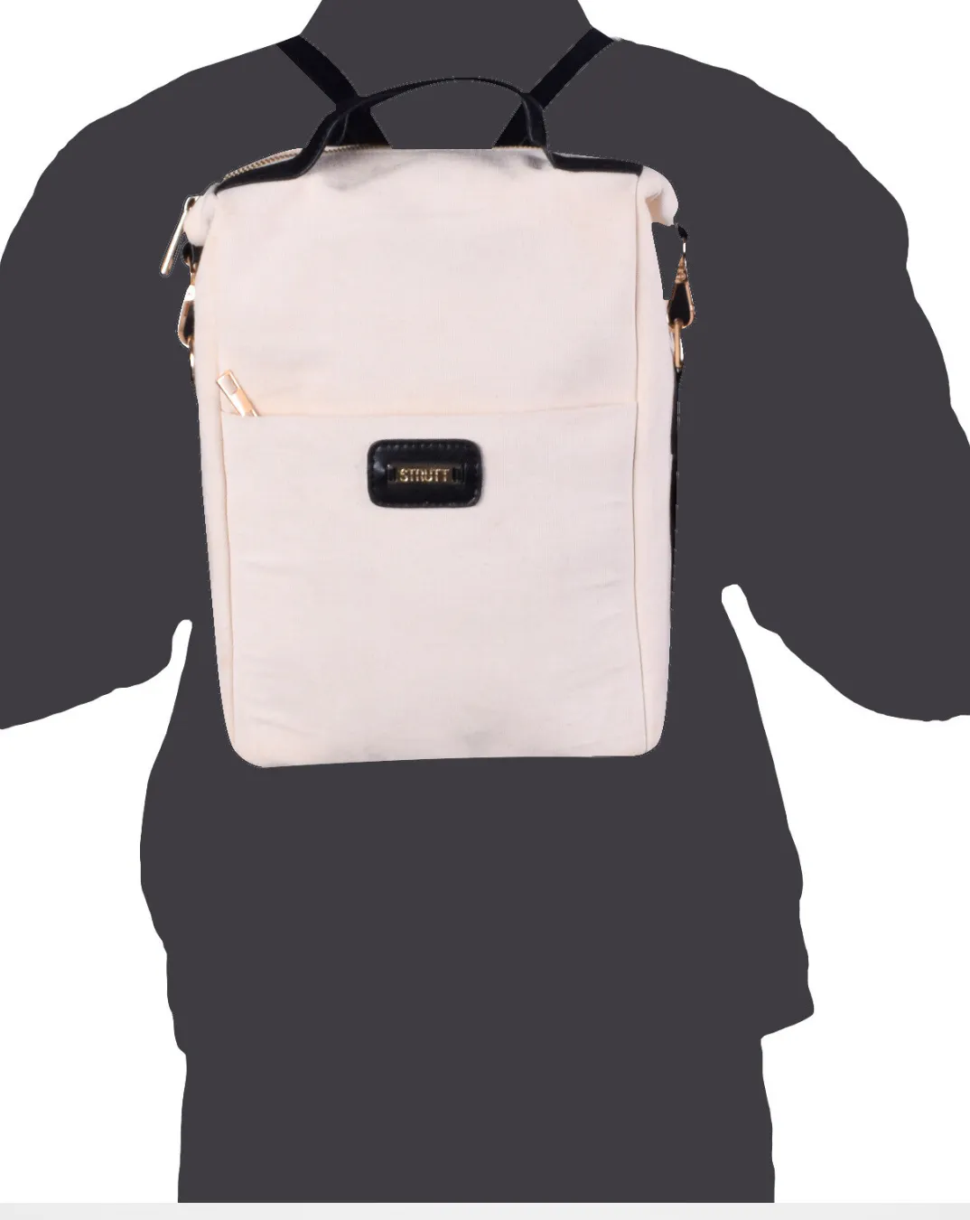 Travelling Midi Backpack: Canvas & Leather Midi