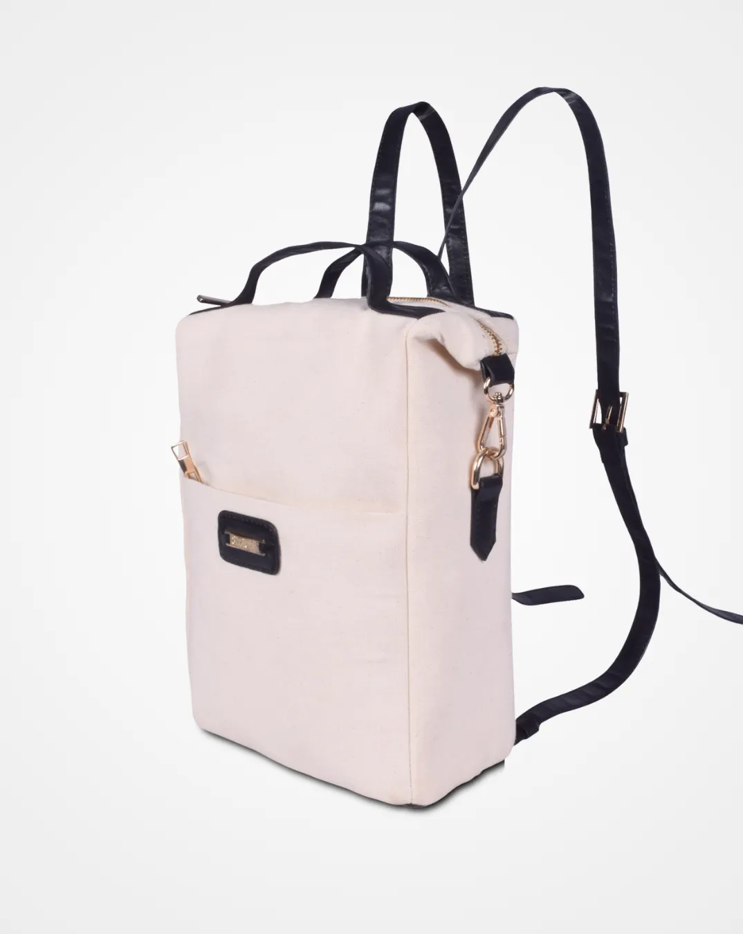 Travelling Midi Backpack: Canvas & Leather Midi