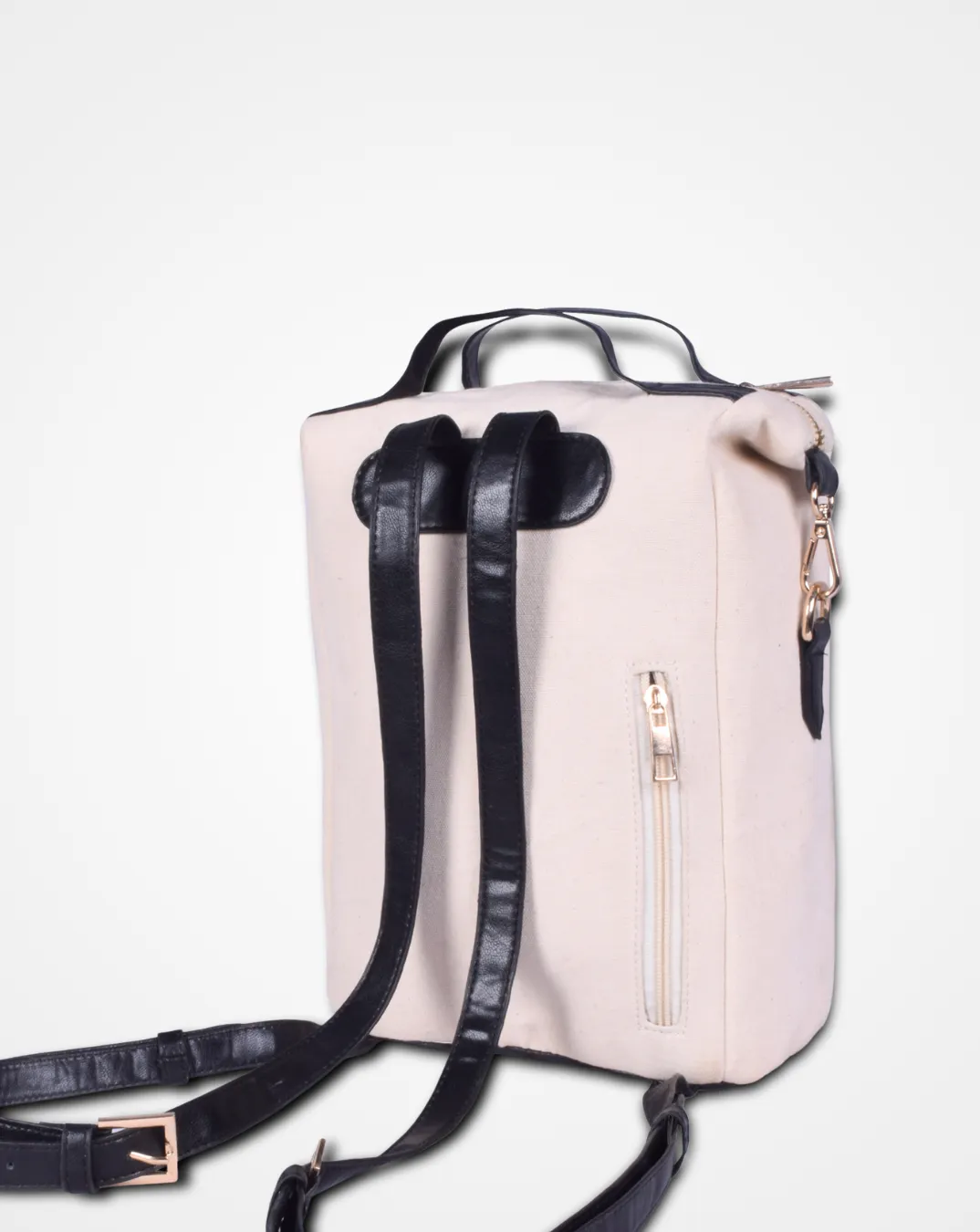 Travelling Midi Backpack: Canvas & Leather Midi