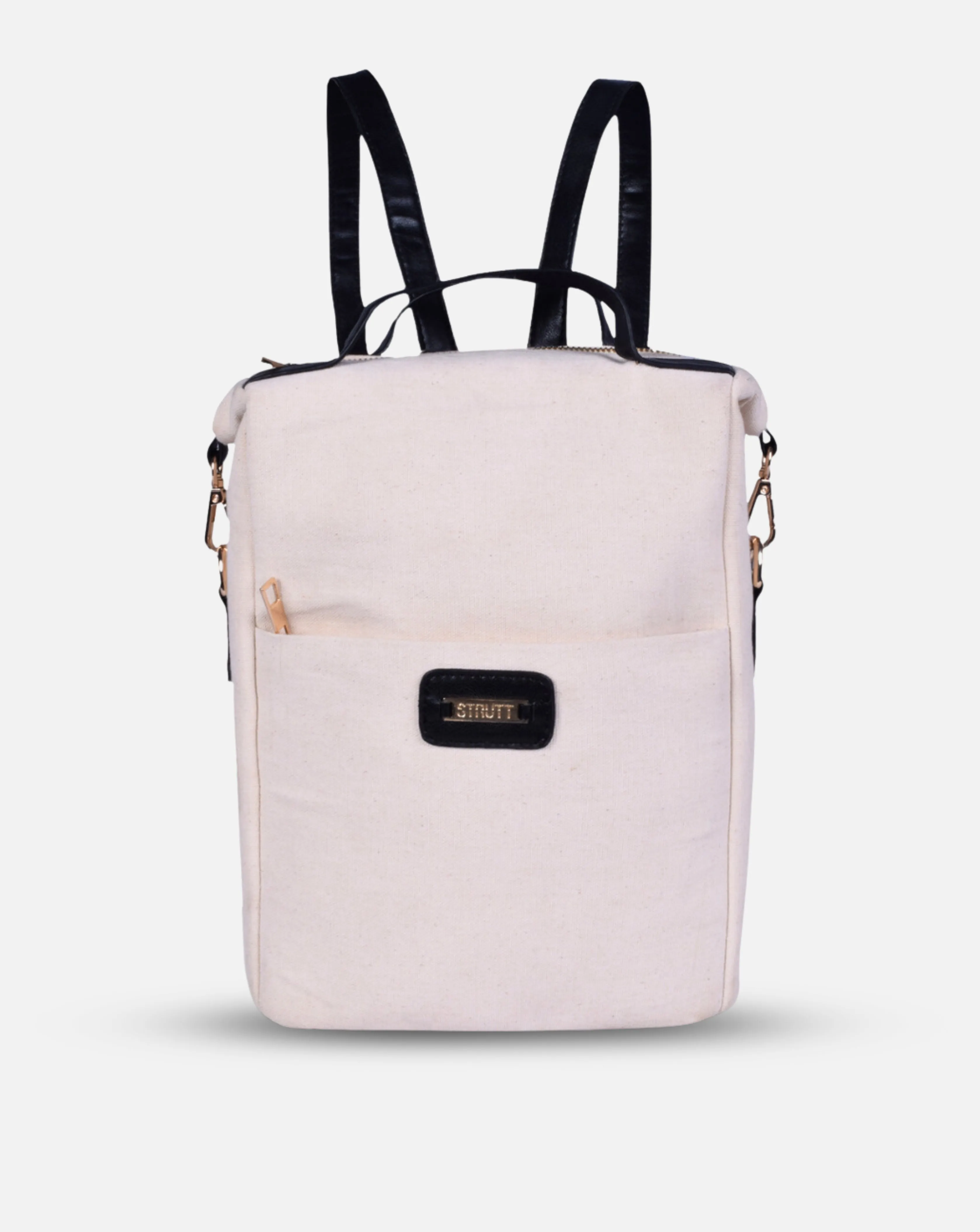 Travelling Midi Backpack: Canvas & Leather Midi