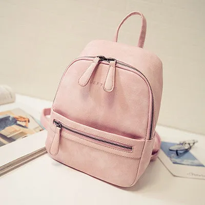 Women Backpack New Fashion Casual PU Leather ladies feminine backpack for teenage girls school bag solid mini Small backpack