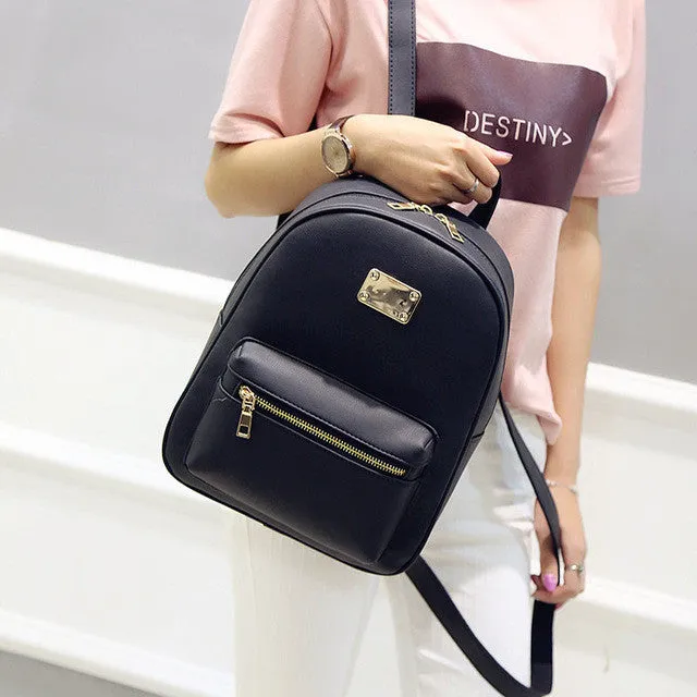 Women Backpack Small Size Black PU Leather Women's Backpacks Fashion School Girls Bags Female Back Pack Famous Brand mochilas